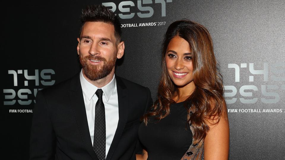 Barcelona forward Lionel Messi and wife Antonella