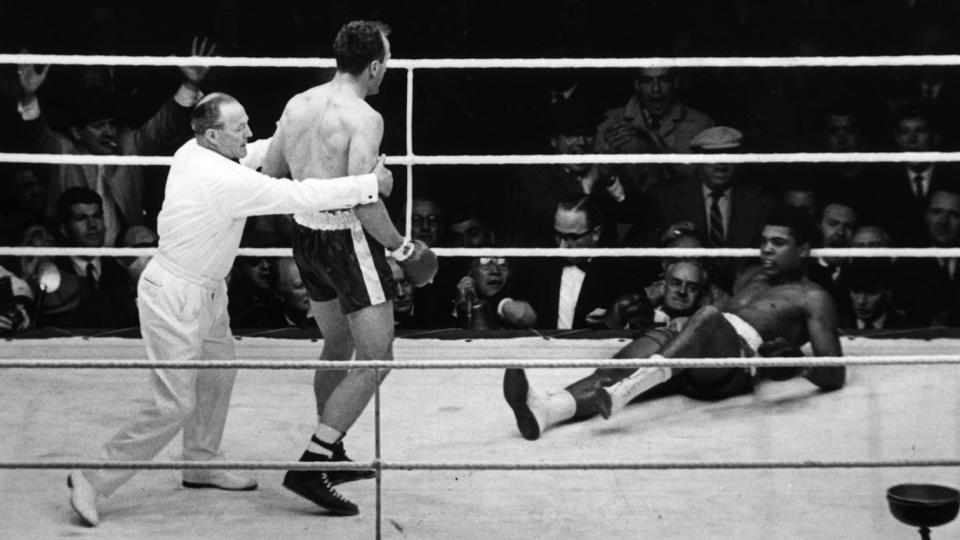 Henry Cooper floors Muhammad Ali (then Cassius Clay)